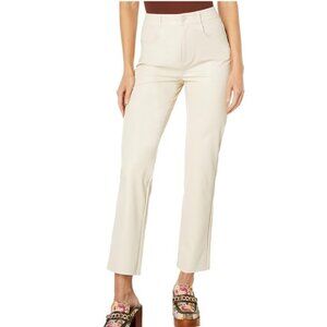 PAIGE Stella Faux Leather Straight Jeans in Ecru 29
